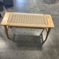 #0(contact info removed) Woven Design Natural Oak Wood Dining Bench Bed Bench - Natural
