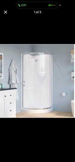 Round Corner Shower Kit With Sliding Door, Acrylic Wall and Shower Base Pan