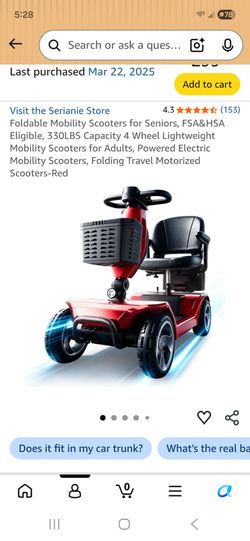 Serianie Foldable Electric Mobility Scooter Red