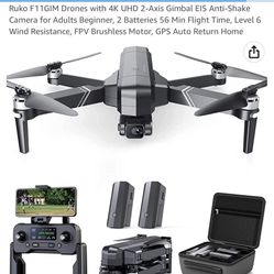 Ruko F11GIM Drones with 4K UHD 2 - Axis Gimbal EIS Anti - Shake Camera for Adults Beginner , 2 Batteries 56 Min Flight Time , Level 6 Wind Resistance 