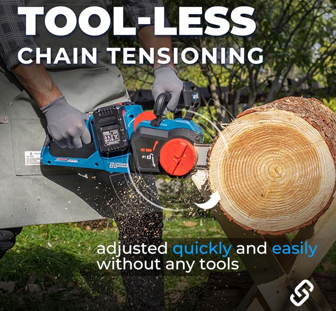DongCheng Chainsaw 16 Inch, 40V Cordless Chain Saw with Tool-free Chain Tension, Instant-stop Chain Brake, Battery Chainsaw with Auto Oiler, 2 * 4.0Ah