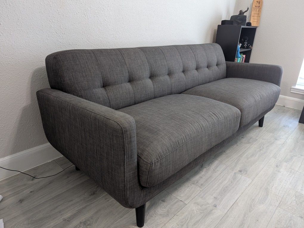Crosby St. Hadley Tufted Back Sofa Couch, Charcoal Grey