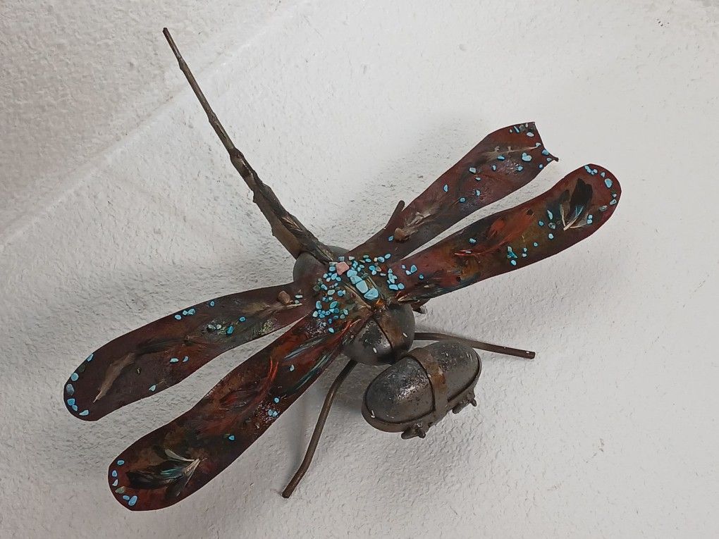 Hand Rock And Junk Metal Dragonfly Patio Decor