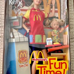 2001 Mattel BARBIE AND KELLY MCDONALD'S FUN TIME Happy Meal Doll Set NEW IN BOX 