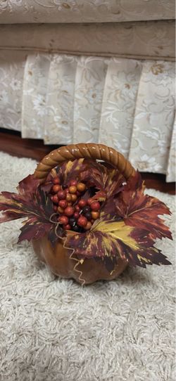 Fall Pumpkin Basket with Autumn Decor