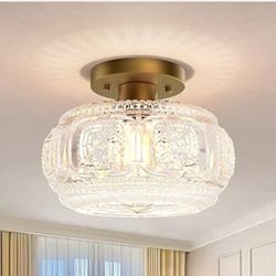 Globe Glass Ceiling Light Fixture, Gold 