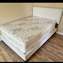 White King Size Bed Frame With Mattress Available