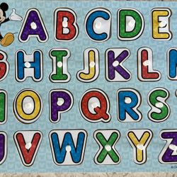 Wooden Puzzle Alphabet Shapes Disney Melissa &Doug