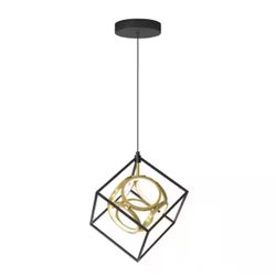 Luxury 18-Watt 1 Light Black and Gold Modern Industrial Integrated LED Mini Pendant Light Fixture for Kitchen Island
