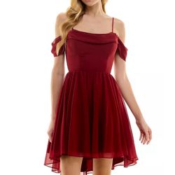 Elegant Off-Shoulder Red Dress