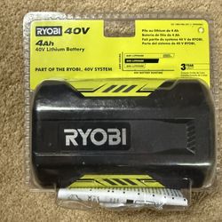 New 40v 4ah Ryobi Battery  / Great For Their Snowblowers  And Lawnmowers