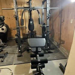Vesta Fitness Smith Machine 1001 w/Bench Attachment | 245lb Cast Iron Olympic Weights | 7ft Olympic Bar | Fitness | Gym Equipment | FREE DELIVERY 🚚 