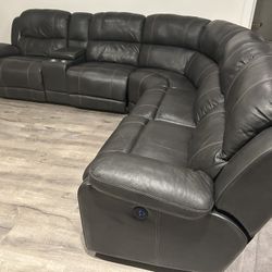 Leather Power Reclining Sectional