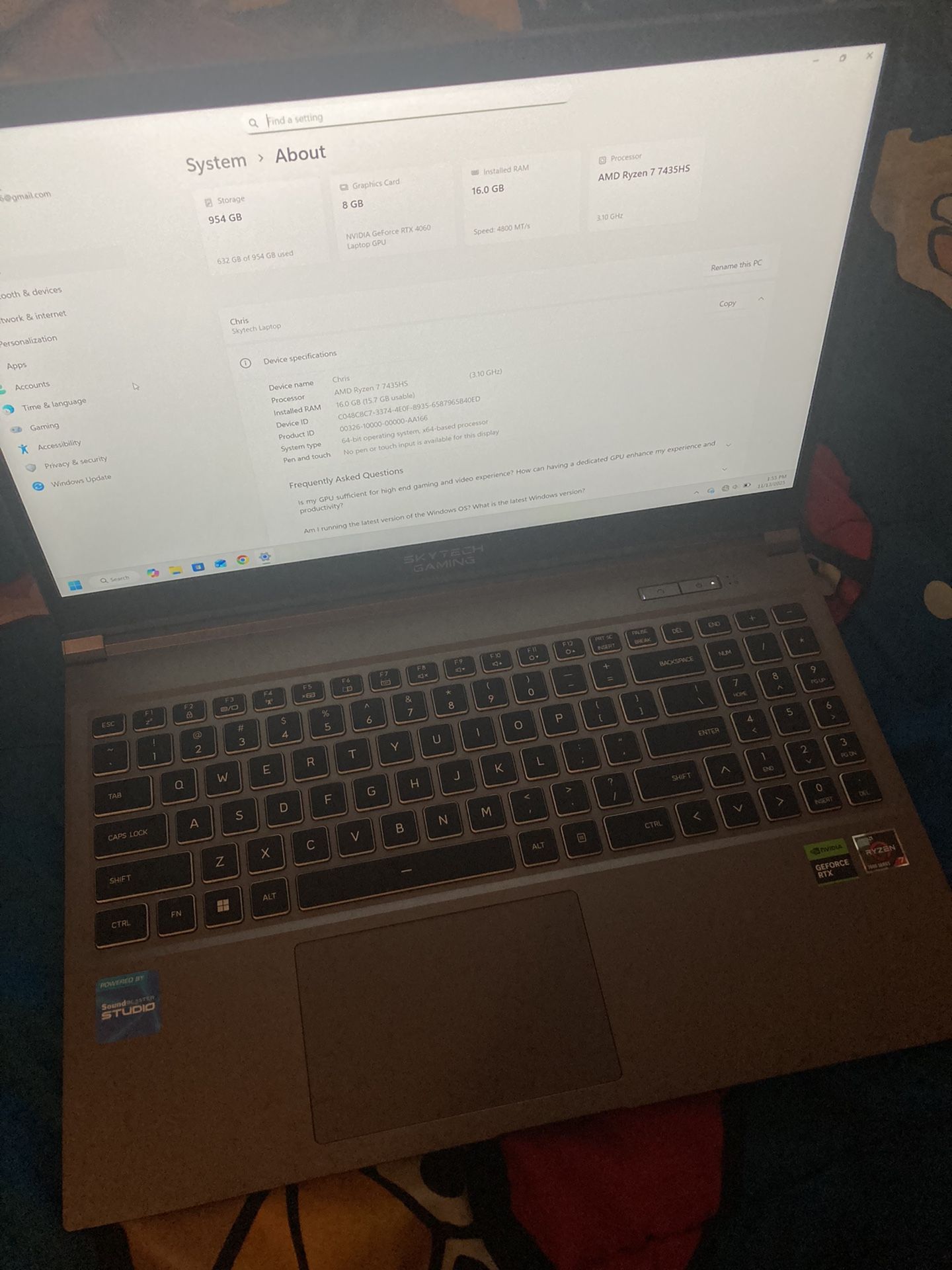 skytech gaming laptop ryzen 7 1tb rtx 4060