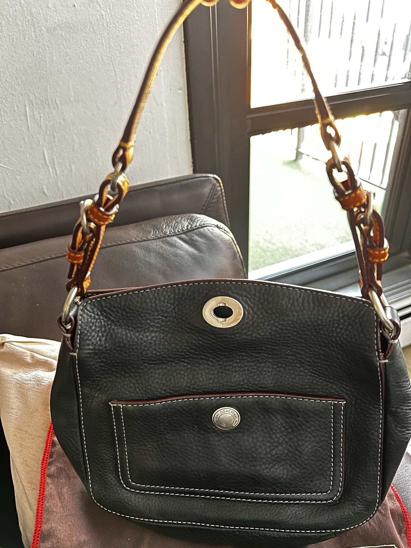 COACH vintage Chelsea Black Pebbles Leather Hobo Shoulder Bag