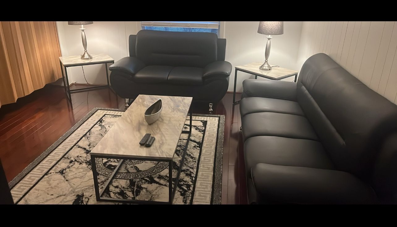 Black Leather Couch And Love Seat