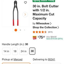 Milwaukee Bolt Cutters 30"
