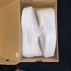 white platform vans slip ons 