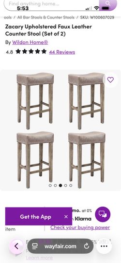 Zacary Counter Height PU Bar Stools