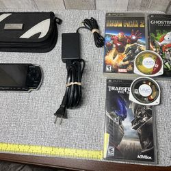 Sony Black Handheld PSP 2001 w/ Original Charger/Case & 5 Games