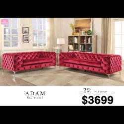 😍😍🔥 Red Sofa And Loveseat Modern And Luxury Style On Sale Today