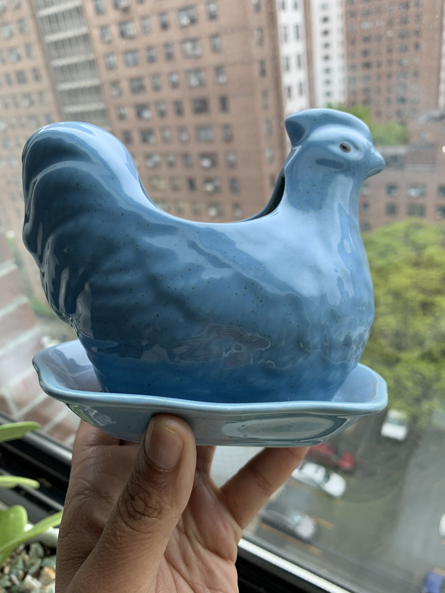 Vintage Chicken Planter With Drainage Hole