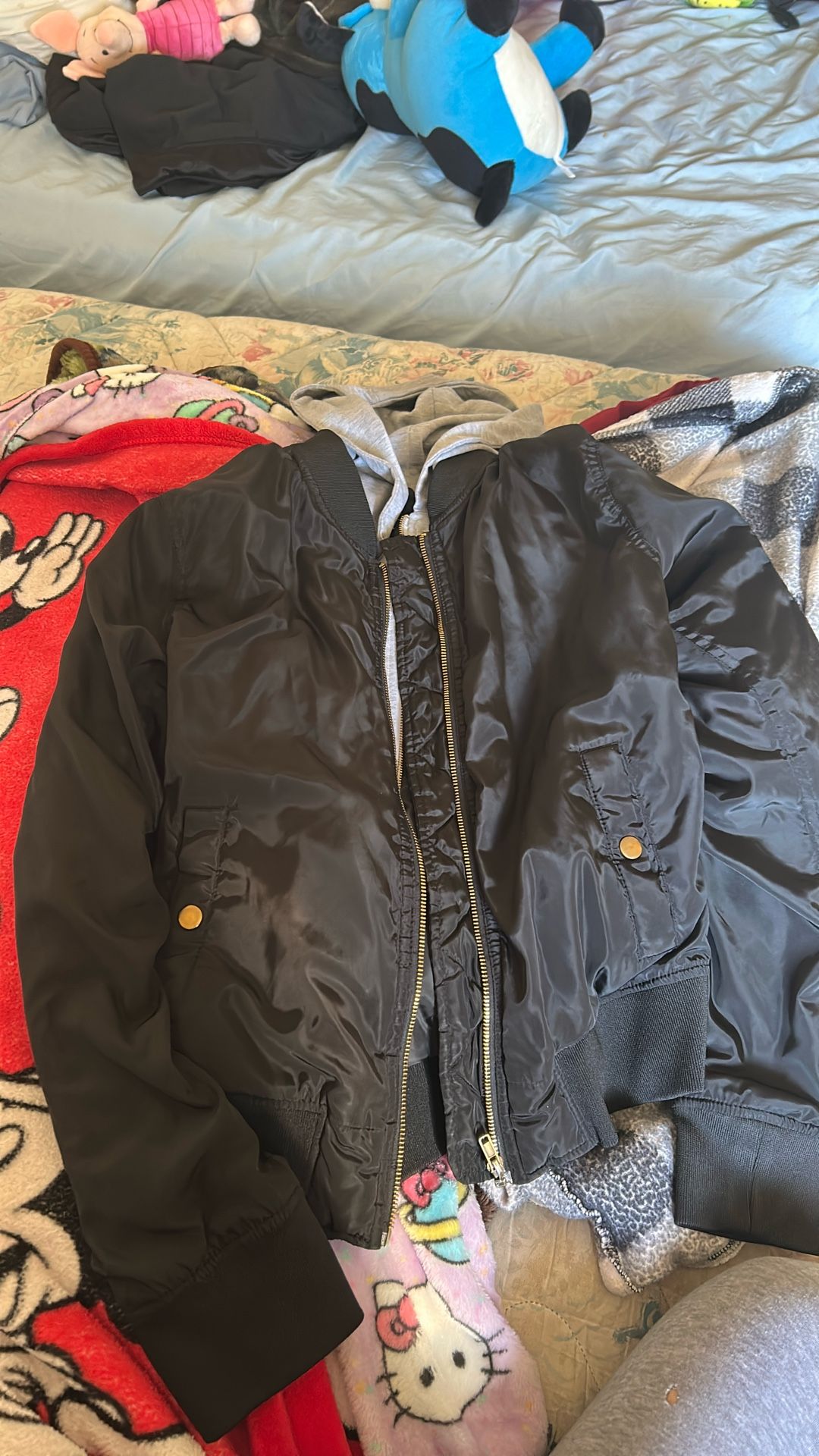 Black Jacket W/grey Hoodie