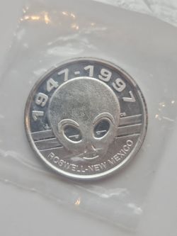 Roswell New Mexico UFO Alien 1997 1/2 oz .999 Fine Silver Round