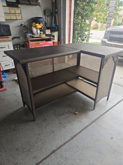 Outdoor Patio Bar Table with Shelves