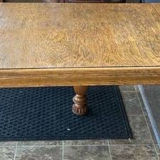 Antique Oak Table & Six Press Back Chairs