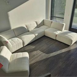 6 Pcs White Boucle Sectional Sofa Sherpa New 