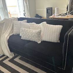 Black Velvet Sofa Set 