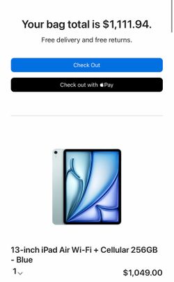 Apple 13-inch iPad Air Wi-Fi + Cellular 256GB - Blue