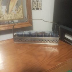 Japan Vintage Bar Set Ware Classy Blue Glass 