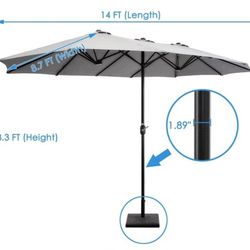 SUPERJARE 14FT outdoor patio umbrella with base 