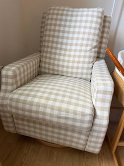 DaVinci Gabby Swivel Glider Recliner - Tan Gingham (Excellent Condition)