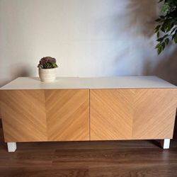 Scandinavian Chevron Wood Media Console / TV Stand
