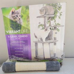Vibrant Life 5- Level Multi-Functional Cat Tree & Condo, Gray, 45"