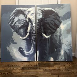 Large 2-Piece Elephant Canvas Wall Art Set - $60 OBO