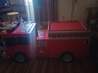 Wooden firetruck toybox