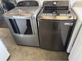 LG washer mega capacity 5.2 cu.ft  Whirlpool dryer electric 7.6 cu.ft  works perfectly no issues at all. Extra for delivery. Same day delivery and ins
