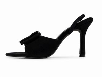 Women’s Black Suede Pointed Toe Slingback Stiletto Heels Bow Slip On size 9