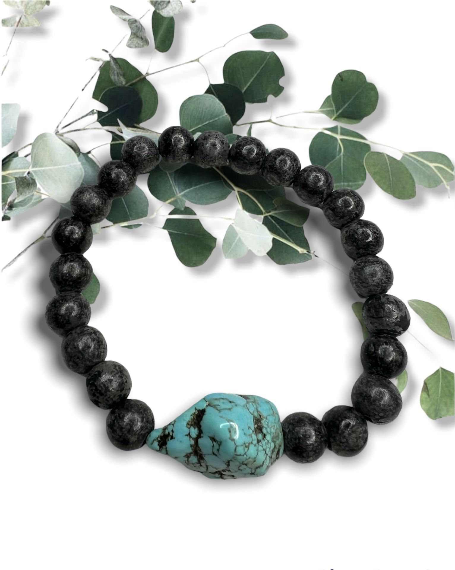 PROTECTION & GOOD FORTUNE | Turquoise & Wood Bead Bracelet 