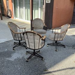 Douglas Furniture Company, Mid-Century, Modern Swivel Reclining Club Chairs, Dining Chairs