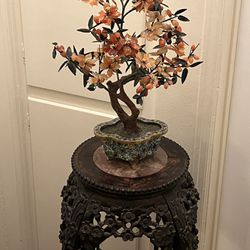 Antique Chinese Rosewood Stand Cloisonne Pot
