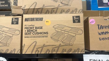 MOTORTREND PU Leather Front Base + Bench Seat Cushions 3PC Full Set