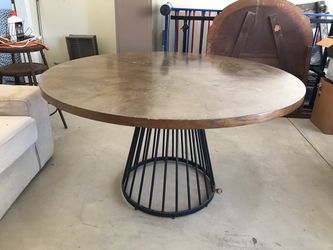 Round Wood Top Dining Table with Metal Base