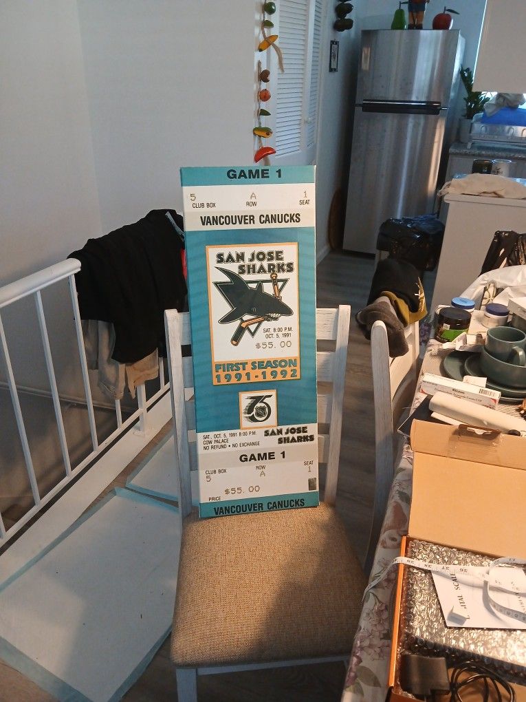 Enlarged First Season San Jose Sharks Game 1 Playoff Ticket