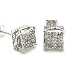 10k White Gold Square Diamond Cluster Earrings .2ctw 133621 4