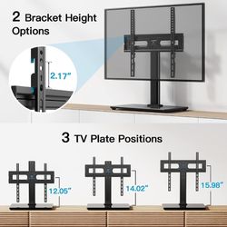 Universal TV Stand Table Top TV Base for 32 to 60,65 inch LCD LED OLED 4K Flat Screen TVs-Height Adjustable TV Mount Stand with Tempered Glass Base